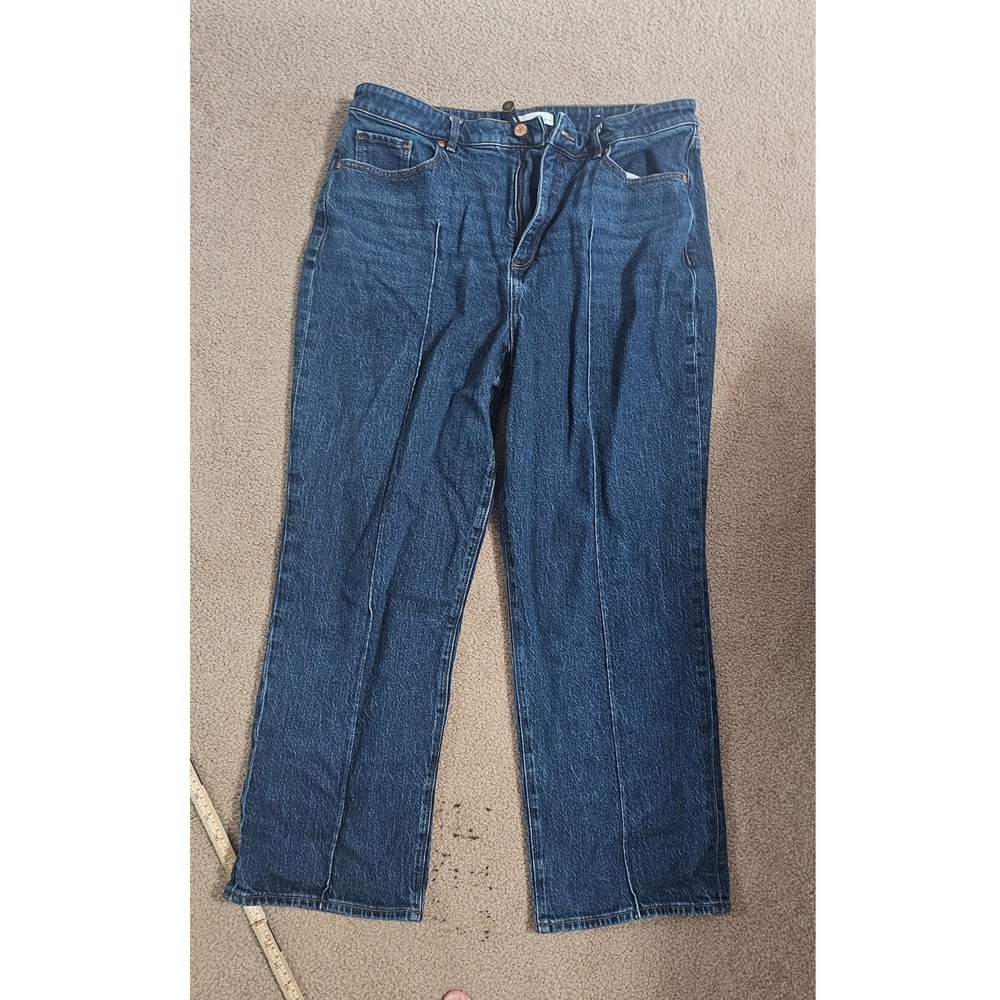 LOFT Womens High Rise Straight Leg Front Seam Jeans Dark‎ Wash Blue Size 14 32